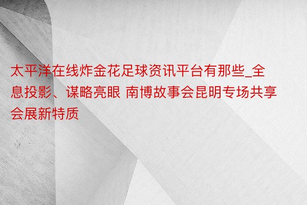 太平洋在线炸金花足球资讯平台有那些_全息投影、谋略亮眼 南博故事会昆明专场共享会展新特质